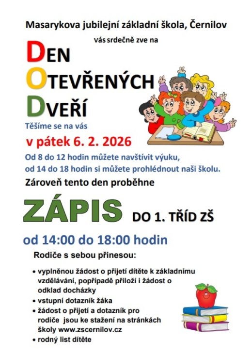Pozvánka na zápis a den otevřených dveří